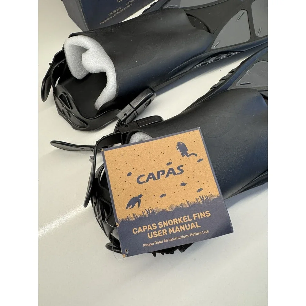 Capas Snorkel Fins Black Adult S/M 4.5-8.5 Swim Diving Flippers Adjustable